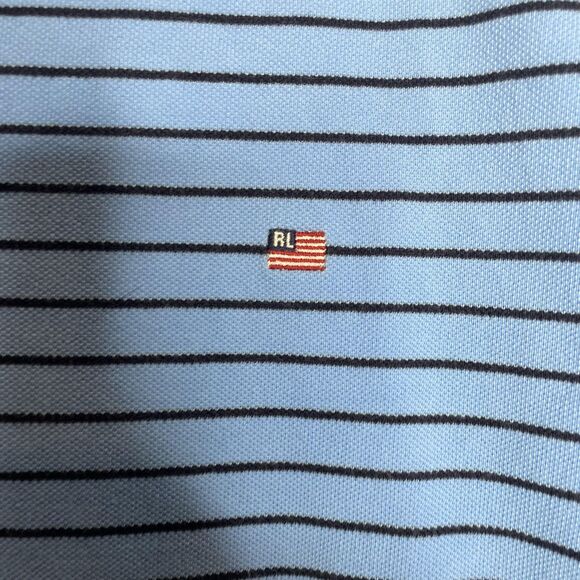 Polo Jeans Co Ralph Lauren Shirt Mens 3X Tall Blue Striped Pique Flag Logo - Picture 3 of 11